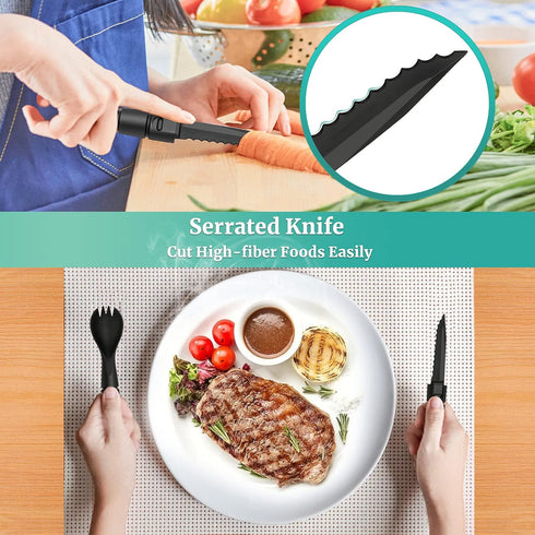Tactical Spork, Tactical Spork Cutter Combo, 3 in 1 Tactical Camping Utensils, Camping Gear & Camping Flatware with Hidden Cutter, 1 Pack, Black...
