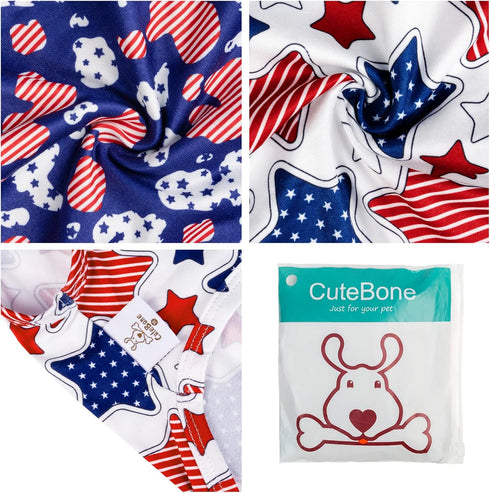CuteBone 4th of July Dog Shirts 2-Pack Soft Pet Clothes Breathable Summer Vest for Small Puppy and Stretchy Cat Apparel 2BX13XL...