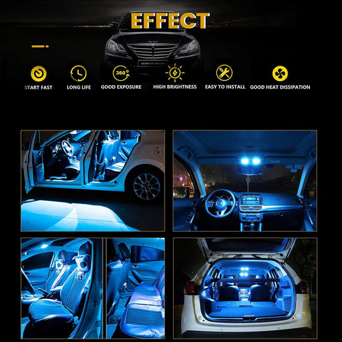 YM E-Bright T10 194 Led Bulb 168 W5W 2825 LED Light for Car Interior Lights Dome Map Trunk Dashboard Bulb License Plate Light 5050 5SMD DC 12V Ice...