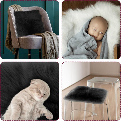 Sibba Fur Faux Locker Fabric Rug Polyester Yard Pre Cut Artificial Craft Costume Double Side Square Crafting Strips Liners Set Plush Precut Fluffy...