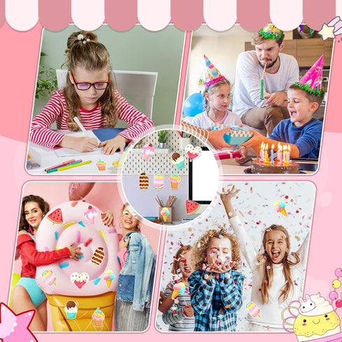 32Pcs Ice Cream Sticky Notes,640Sheet Summer Sticky Notepad Cute Fruit Note Pads Self Sticky Writing Memo Pads Page Marker Supplies Kids Adults Sm...