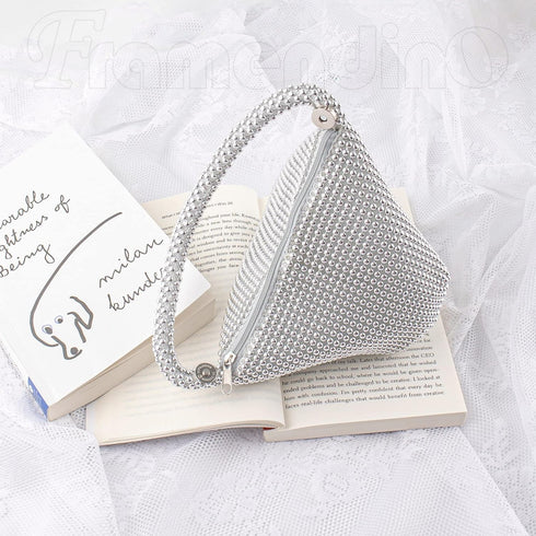 Framendino, Triangle Bling Purse Rhinestone Evening Bag Sequins Clutch Purses Fashion Handbag Luxury Zipper Pouch...