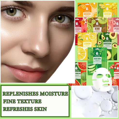 10 Pcs Facial Sheet Mask,Hydrating Face Masks Skincare Gift Set,Moisturizing Soothing Facial Masks,Easy to Use & Nourishing Face Mask Skin Care Se...