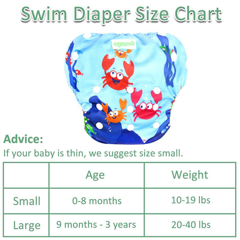 wegreeco Baby & Toddler Snap One Size Adjustable Reusable Baby Swim Diaper (Sea-Elves, Large, 3 Pack)...