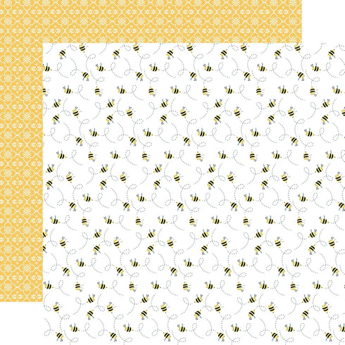 Bee Scrapbook Stickers - Kit with Honey Bee Scrapbook Paper 12x12 Inch | Floral, Bee Cardstock Paper, Sticker Set for DIY Craft, Card Making, Albu...
