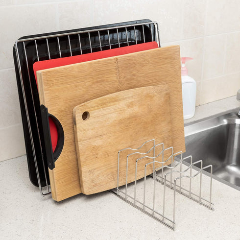Slideep Pot Pan Lid Holder Drying Rack, Bakeware Lid Storage Organizer, Pantry and Cabinet Holder...