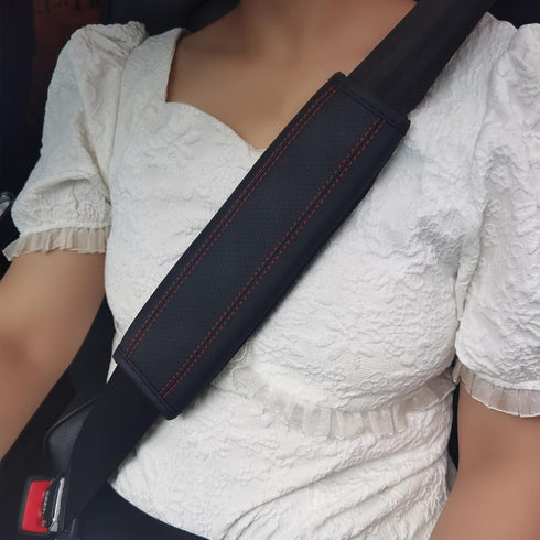 Breathable Leather car seat Belt Cover, seat Belt Shoulder pad to Protect The Shoulder and Neck, Driving More Comfortable (Red)...