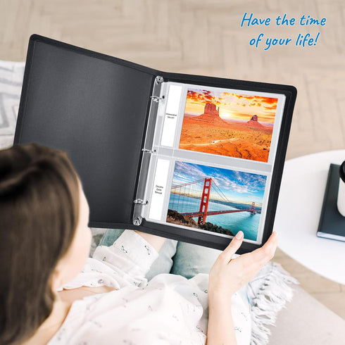 Dunwell 5x7 Photo Sleeves for 3-Ring Binder, (10 Pack) for 40 Pictures, Each Sheet Protector Holds Four 5 x 7 Pictures or Postcards, Acid-Free Pol...