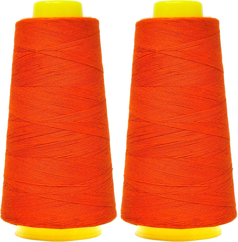Mandala Crafts Mercerized Cotton Thread for Sewing Machine - 50 WT Cotton Threads for Quilting Thread - 2400 Yds Orange Thread Cotton Cone Thread ...