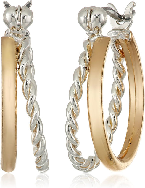 Napier "Napier Classics" Two-Tone Click Top Hoop Earrings...