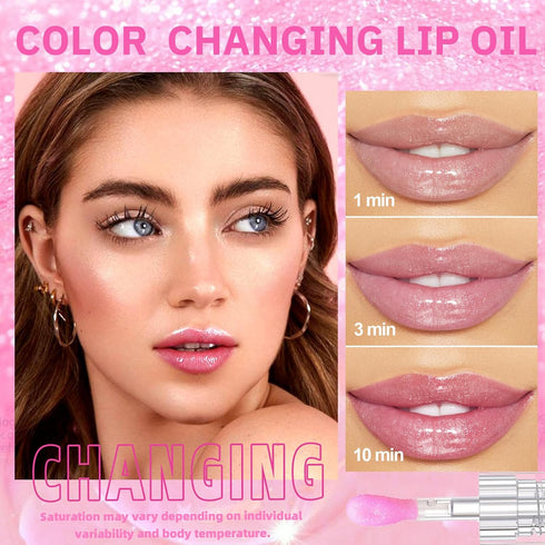 Color Changing Lip Oil, Conversionh Magic Color Changing Lip Oil, Lip Oil Color Changing Lip Glow Oil, Plumping Lip Gloss, Hydrating Lip Oil Tinte...