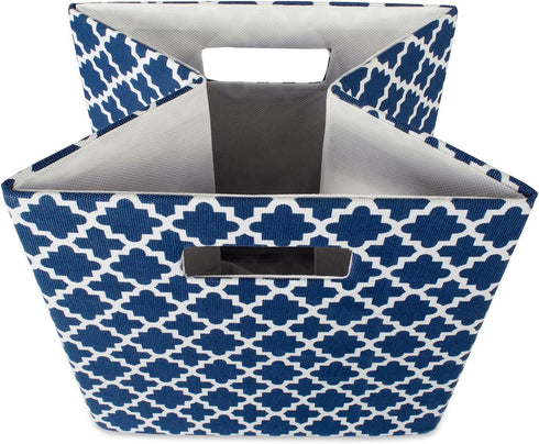 DII Hard Sided Collapsible Fabric Storage Container for Nursery, Offices, & Home Organization, (13x13x13) - Lattice Nautical Blue...