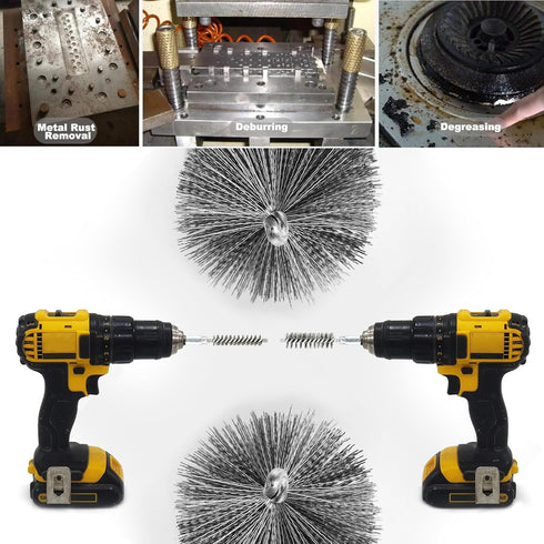 ASNOMY 5Pcs 5/8" Stainless Steel Bore Brush,Stainless Steel Bristles Wire Brush Bore Cleaning Brush Set for Power Drill Cleaning, Abrasive Wire Br...
