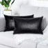 Black Ostrich Skin Faux Leather Pillow Cover - Sofa Cushion Case - Decorative Modern Throw Covers for Living Room & Bedroom - 12x20 Inches - Black...
