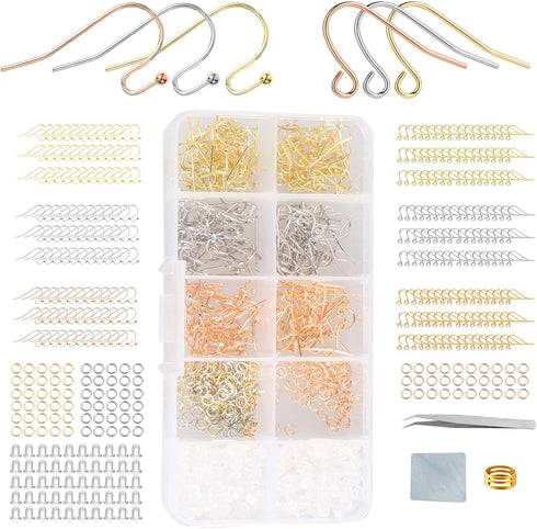 Rose Gold Earring Hooks - 630 pcs Earring Making kit with 14k Gold Hypoallergenic Earring Hooks, Jump Rings and Clear Rubber Earring Backs for DIY...