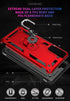 Military Grade Shockproof Case for Samsung Galaxy S21 FE, Red - Full Body Protective Phone Case with 360 Metal Rotating Ring Kickstand Holder Armo...