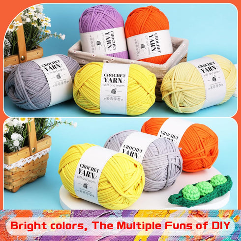 300g Easy Yarn for Crocheting, Chunky Thick Cotton Yarn Cotton-Nylon Blend Yarn Easy to See Stitches with Crocehting Accessories for Crocheting Be...