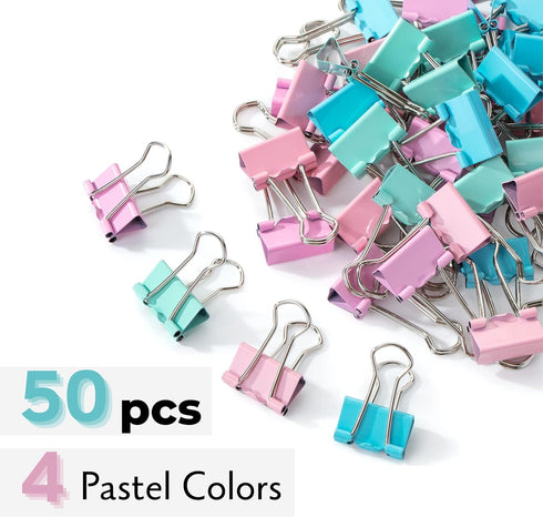 Mr. Pen- Pastel Binder Clips, 50 Pack, 0.75 in, Pastel Color, Small Clips, Small Binder Clips, Paper Binder Clips, Binder Clips Small Size, Small ...