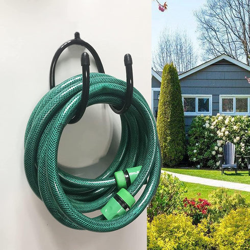 Wall-Mounted Black Hose Bracket Hose Hanger, Car Hose Holder, Carrier, Support for Garden Hose Hanger, Hose Holder Easily Holds 150 5/8’’ Hose - P...