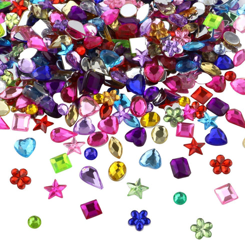 JPSOR 900pcs Gems Jewels for Crafts, Acrylic Flatback Rhinestones for Halloween Pirate Party Decorations, Crafting Embellishments Gemstone (9 Shap...