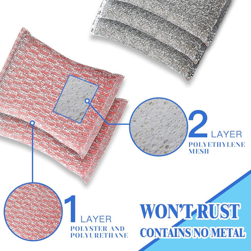 6pcs Stainless Steel Scrubber 2pcs Heavy Duty Scrub Sponges 1pcs Dish Clean Towel for Kitchens Bathroom and More...