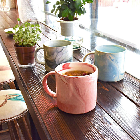 Marbling Ceramic Coffee Mug, Tea Cup for Office and Home, 13 Oz, Dishwasher and Microwave Safe (Pink, 1)...