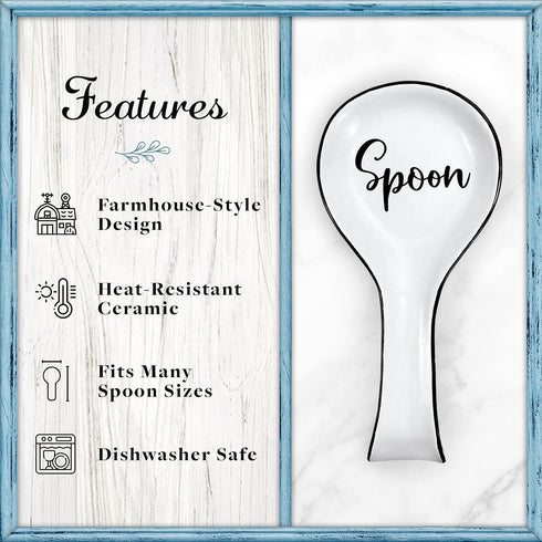 Home Acre Designs Spoon Rest For Kitchen Counter & Stove Top - White Ceramic Spoon Holder for Cooking & Counter Protection - Essential Kitchen Gad...