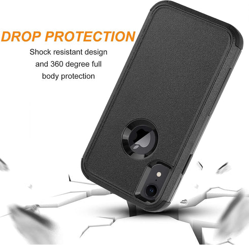 iPhone XR Case,Three Layer Heavy Duty Shockproof Protective Bumper Case Cover for Apple iPhone XR 6.1 inch (Black)......