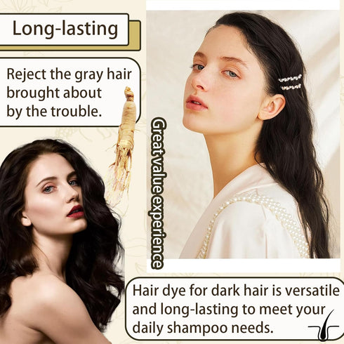 Black Hair Dye Shampoo for Gray Hair?500ML 3 in 1 Hair Dye Shampoo for Women & Men,Easy to Use & Long Lasting Hair Color Shampoo...