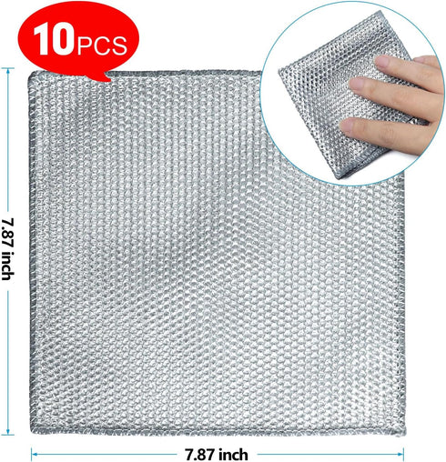 Niveaya 10 Pcs Multipurpose Dishwashing Rag for Wet and Dry Dish, 2024 New Dishwashing Net Mesh Cloth, Metal Cleaning Cloth for Kitchen Washing Di...