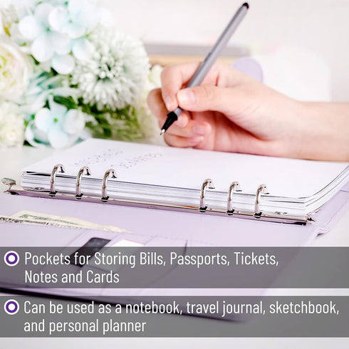 Mr. Pen- Leather Planner Binders, Composition Notebook Cover Refillable, Wallet Binder, 6 Ring (A5, Purple)...
