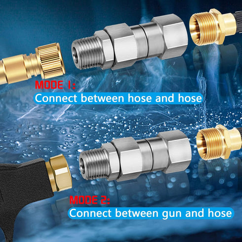 Boltigen Pressure Washer Swivel, 3/8 NPT Thread Pressure Washer Stainless Steel Swivel Joint Fittings, 360°Degree Kink Free Connector, 5000 PSI...