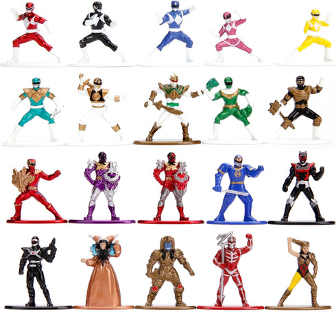 Jada Toys Power Rangers 1.65" Die-cast Metal Collectible Figures 20-Pack, Toys for Kids and Adults, Silver...