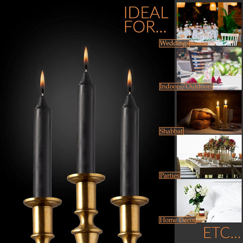 Straight Black Candlesticks - Pack of 8 6" Coated Black Candles - 5 Hour Long Burning Unscented Candles for Halloween, Chime, Wedding, and Home De...