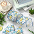 Lemon Wired Edge Ribbon Yellow Blue Tile Fabric Ribbon Spring Summer Craft Ribbon for Birthday Wedding DIY Wreath Bow Making, 12 Yard...