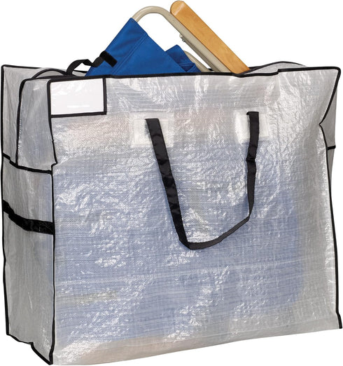 Household Essentials 2622 MightyStor Large Storage Bag with Handles | Clothing and Linen Storage Bag | White Tarp with Black Trim...