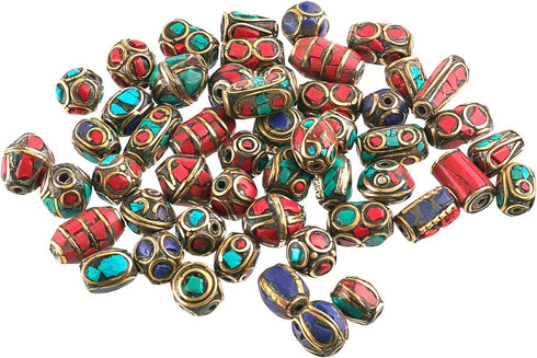 PH PandaHall Tibetan Turquoise Mixed Spacer Round Column Handmade Buddha Loose Beads for Earring Necklace Bracelet Jewelry Making...