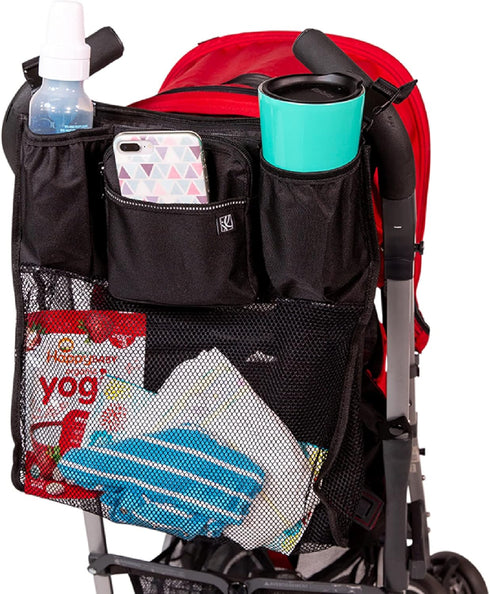 J.L. Childress Cups 'N Cargo Universal Stroller Caddy Organizer - Essential Travel Accessories for Baby Stroller, Includes Cup Holders & Mesh Stor...