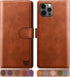 SUANPOT for iPhone 12/12 Pro 6.1" Leather Wallet Case with RFID Blocking, Card Holder, Shockproof Flip Cover, Light Brown...