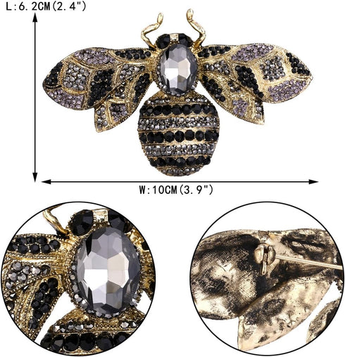 EVER FAITH Rhinestone Crystal Honeybee Insect Brooch for Women...