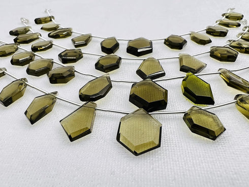 1 Strand Smoky Quartz 11 Pcs Beads Size 3.5x13-4.5x16.5mm Fancy Shape Cut Faceted Beads for Jewellery Making, Beading & Craft Supplies KCRAFTS-RK_...