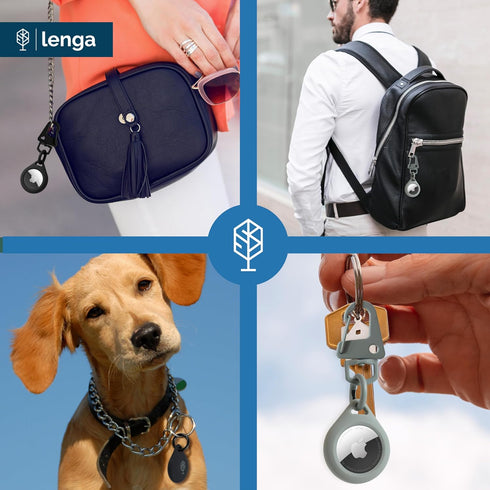 AirTag Holder 2 Pack, Keychain Protective Case for Air Tag Dog Collar Luggage Handbag, Silicone Compatible Apple Accessories (Black & Pink)...