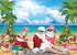 July Christmas Backdrop 8x6FT Tropical Flamingo Palm Tree Hawaiian Photography Background Summer Beach Santa Claus Party Decoration Supplies Photo...