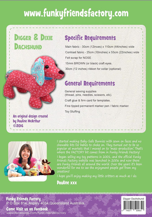 FUNKY FRIENDS FACTORY Digger & Dixie Dachshund Pattern...