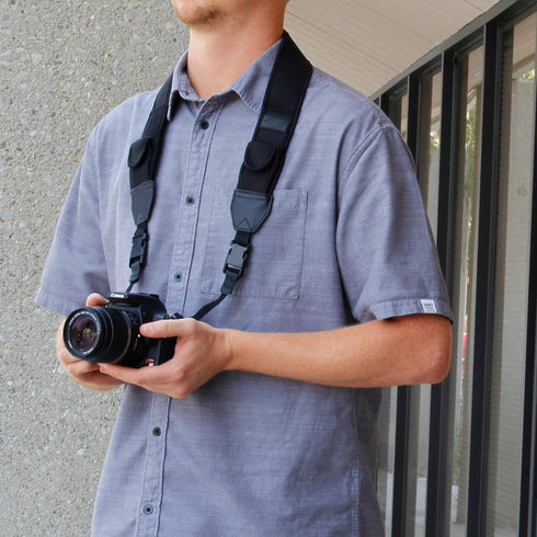 USA Gear TrueSHOT Neck Strap Neoprene Camera Straps - Padded Camera Strap, Pockets, and Quick Release Buckles - Compatible with Canon, Nikon, Sony...