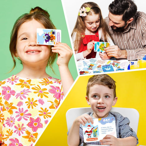 34 Season Flashcards for Kids,Waterproof Month Education Flash Cards, Children's Weather Educational Card, Double-Sided Festivals Toy Cards for To...