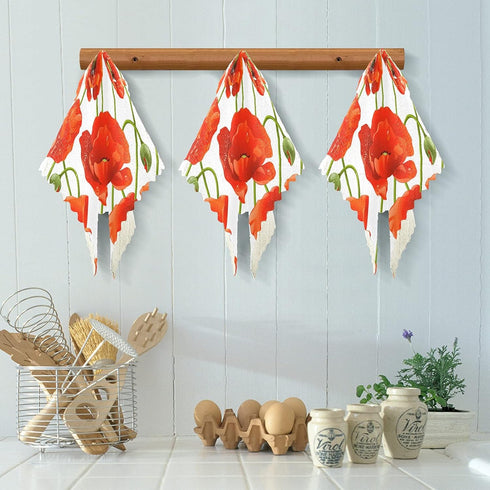 Kcldeci Poppy 6 Pieces Kitchen Dish Cloths Poppies Flower Floral Washable Cleaning Cloth Absorbent Dish Towels for Washing Dishes Wipe Glass Home ...