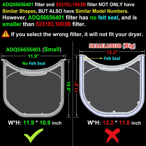 Jolaxy ADQ56656401 Lint Filter Replacement for LG & Kenmore Dryers (Specific Models), Ultra Durable Dryer Lint Screen Trap, Compatible with Part Number ADQ566564 AP4457244 PS3531962