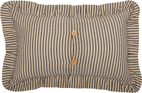 VHC Brands Sawyer Mill Throw Pillow Dark Gray and Cream Stripe Cotton Decorative Farmhouse Country Cushion with Ruffle for Sofa Couch 14x22...