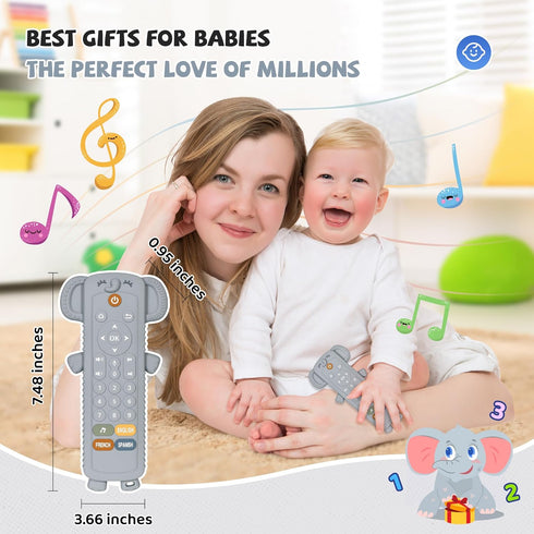 Toddler toys - Baby Remote Control Toy with Elephant Silicone Cover - Educational Musical Baby Toddler toys with Realistic Play, Lights, and Sound...